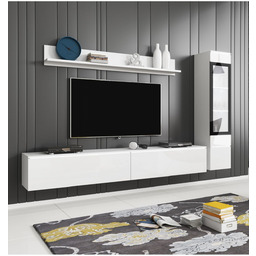 Podwieszana meblościanka do salonu LED Vera I biały