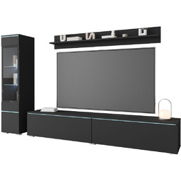 Podwieszana meblościanka do salonu LED Vera I czarny