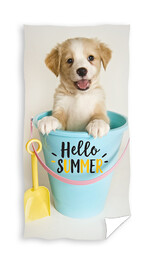 Carbotex Ręcznik dziecięcy 70x140 Piesek beżowy plażowy bawełniany