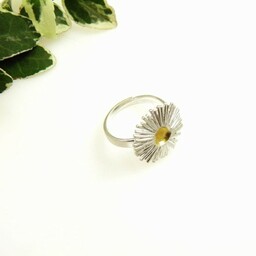 Pierścionek srebrny - Cynia biała