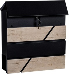 NOWOCZESNA SKRZYNKA POCZTOWA NA LISTY STAL + DREWNO