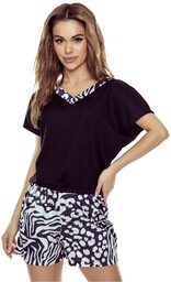 Piżama Gracjana czarna/zebra