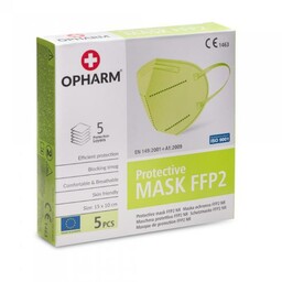 OPHARM Maska Ochronna FFP2 limonkowa, 5szt.