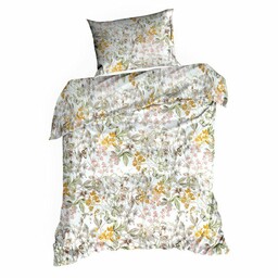 Eurofirany Pościel bawełniana 140x200 Paula liście zielona musztardowa