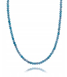 Naszyjnik Choker Naturalne AKWAMARYNY Faset 4,0mm Srebrne Zapięcie