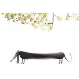 Broszka srebrna oksydowana- Jamnik