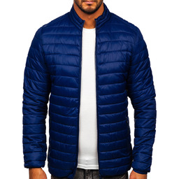 Granatowa pikowana przejściowa kurtka męska Denley LY33