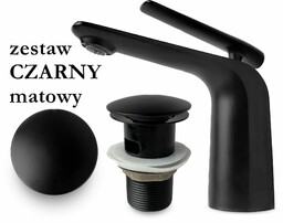 zestaw VERDO BLACK bateria umywalkowa + korek CZARNY