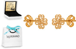 Złote kolczyki 585 na sztyfcie koniczynka PREZENT