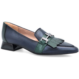 Skórzane czółenka premium - HISPANITAS CHI243573 GRANATOWE