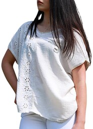 Beżowa bawełniana bluzka damska