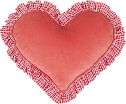 Poduszka serce z falbanką "koralowe wnętrze"