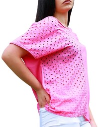 Różowa bawełniana bluzka damska