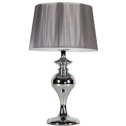 Lampa stołowa nocna GILLENIA srebrna z abażurem nitkowym