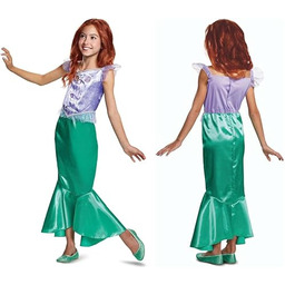 Disney Oficjalny klasyczny kostium Ariel, kostium małej syrenki,