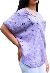 Fioletowa bawełniana bluzka damska