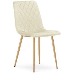 Edinos Jasnobeżowe krzesło welurowe na metalowych nogach G2-B62
