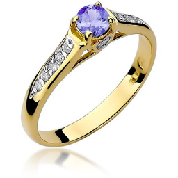 Złoty pierścionek Tanzanit 0,35ct żółte złoto pr. 585