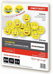 Etykiety samoprzylepne Emerson żółte kółka buźki emotki 40mm