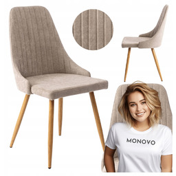 Krzesło Skandynawskie Pikowane Tapicerowane do Salonu Beżowe Metalowe