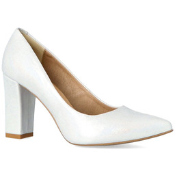 Czółenka ślubne ze skóry - TYMOTEO LAND SREBRNE