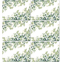 Zestaw 6 podkładek na stół z zielonymi liśćmi