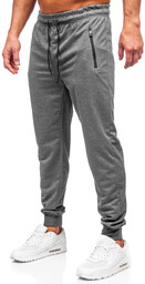 Szare spodnie męskie joggery dresowe Denley JX6109