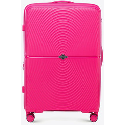 Duża walizka z polipropylenu w okręgi różowa