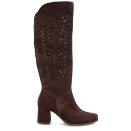 Stylowe ażurowe kozaki - TYMOTEO L1001 CZEKOLADOWE