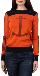 Sweter damski Giorgio di Mare pomarańczowo-granatowy kotwica-S