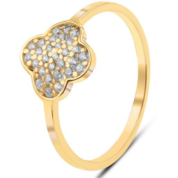 ZŁOTY PIERŚCIONEK KONICZYNKA Z BIAŁYMI KAMIENIAMI 333 8KT