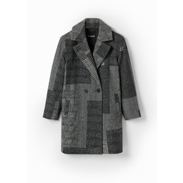 Klasyczny płaszcz patchworkowy z wełny