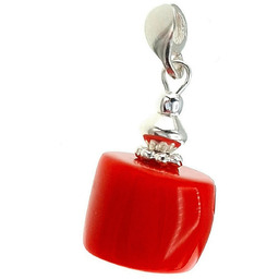 Naturalny Koral Czerwony Wisiorek Srebro