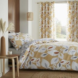 Catherine Lansfield Inga Leaf Gold Komplet pościeli 260x240+65x65(2)