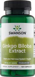 Swanson Ginkgo Biloba Extract, miłorząb dwuklapowy, 120 kapsułek