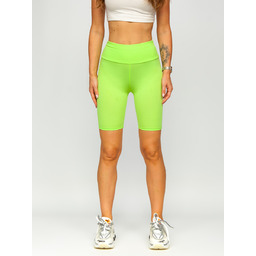 Zielony-neon prążkowane krótkie legginsy damskie Denley 5YY734