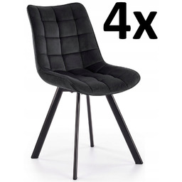 4x Krzesło Do Kuchni Jadalni K332 Czarne Velvet