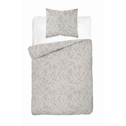 Detexpol Pościel satynowa 140x200 beżowa szara jasna liście