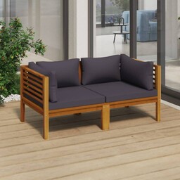 Emaga 2-osobowa sofa ogrodowa z poduszkami, lite drewno