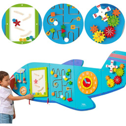 Viga Toys VIGA Drewniana Tablica Sensoryczna Manipulacyjna Samolot