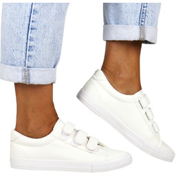 TRAMPKI TENISÓWKI DAMSKIE NA RZEPY NEWS 5790 BIAŁE