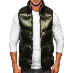 Zielona gruba pikowana kamizelka męska Denley 9968