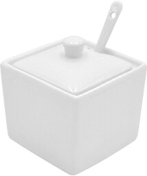 Cukierniczka z łyżeczką porcelanowa biała 200 ml