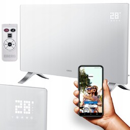 Grzejnik elektryczny szklany Evi aż 2400W energooszczędny Led