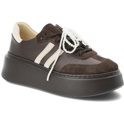 Armodo Czekoladowe Sneakersy Skórzane Buty Damskie