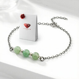 Bransoletka Srebrna Oksydowana z Awenturynem  Vintage, JASZCZ