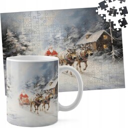 ZESTAW KUBEK + PUZZLE 110EL - ŚWIĄTECZNE WZORY