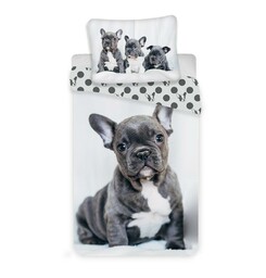 Jerry Fabrics Pościel bawełniana 140x200 Pies Buldog francuski