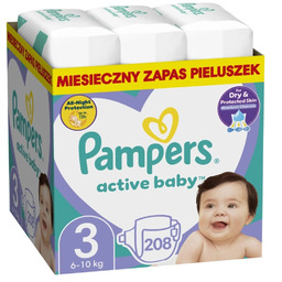 Pampers Active Baby pieluchy jednorazowe rozmiar 3, 208