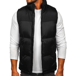 Czarna gruba pikowana kamizelka męska z kapturem Denley